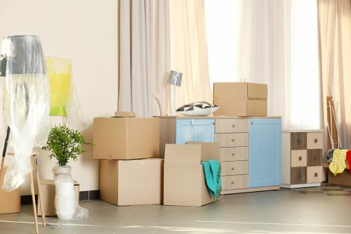 House movers preparing a residential move in Dollishill