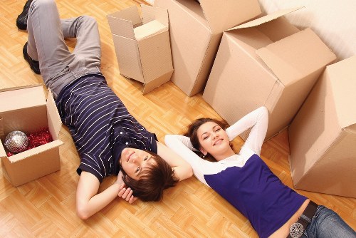 Packed boxes and household items prepared for transport
