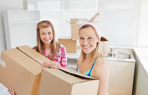 Packed office equipment ready for transport in Dollishill